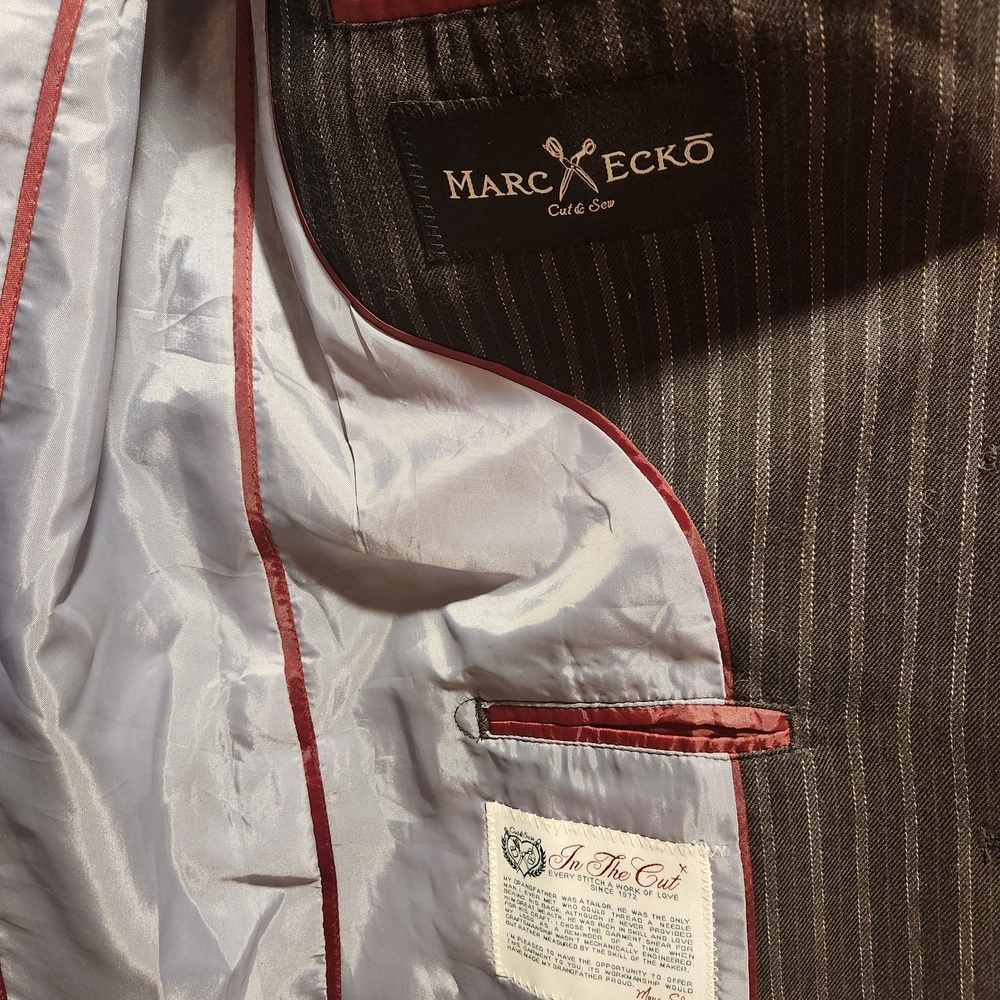 Marc Ecko Pinstriped Black Blazer - Picture 3 of 5